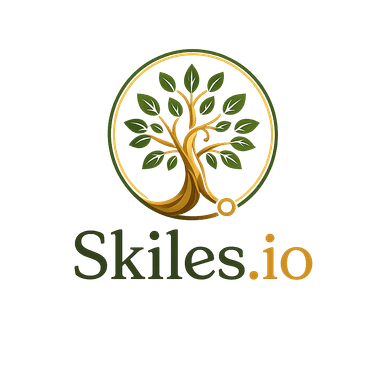 Skiles.io logo — a tree with a golden trunk inside a ring